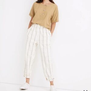 madewell jacquard tapered huston pull-on crop pants